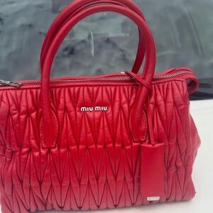Miu Miu Red Quilted Women's Bag